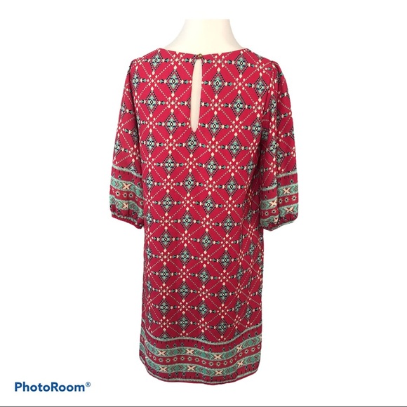 Everly shift dress -pink and teal diamond pattern - Size Small - Picture 2 of 8